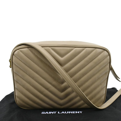 YVES SAINT LAURENT Lou Camera Chevron Leather Crossbody Bag Creme
