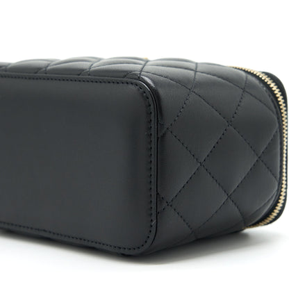 Chanel 22S Pearl Crush Long Vanity With Chain Lambskin Black