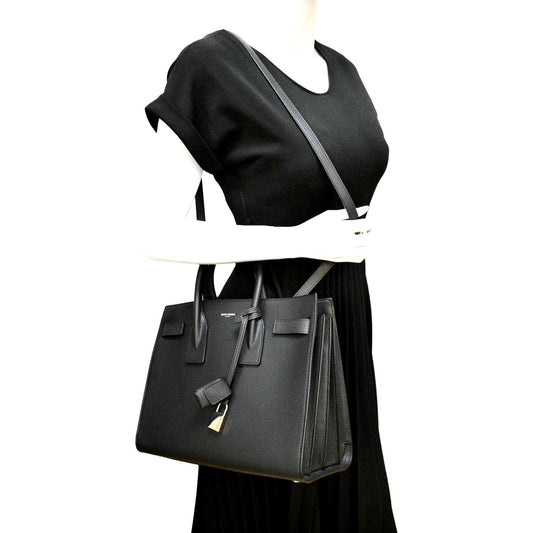 YVES SAINT LAURENT Sac de Jour Leather Satchel Shoulder Bag Black