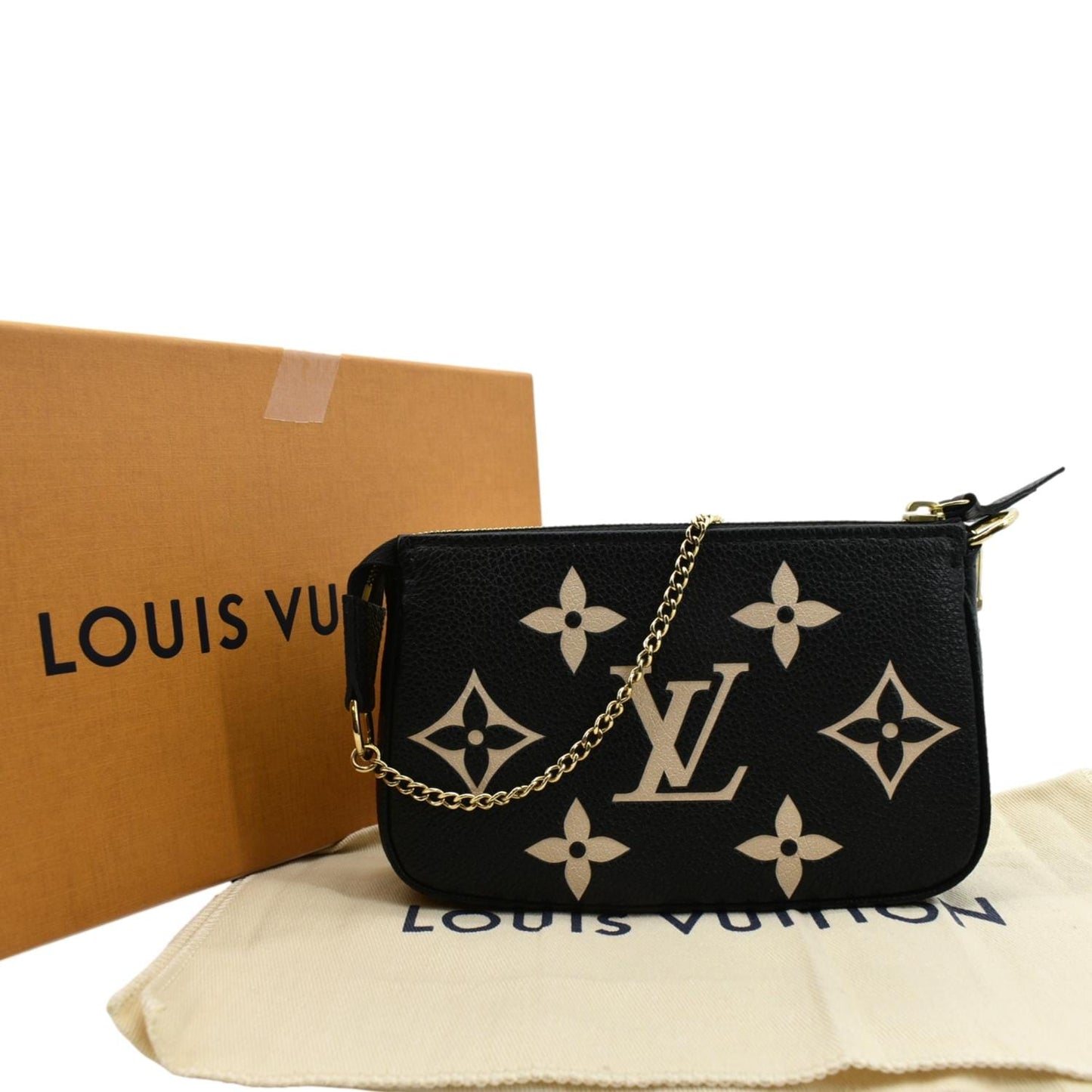 LOUIS VUITTON Mini Pochette Bicolor Monogram Empreinte Accessoires Pouch Black