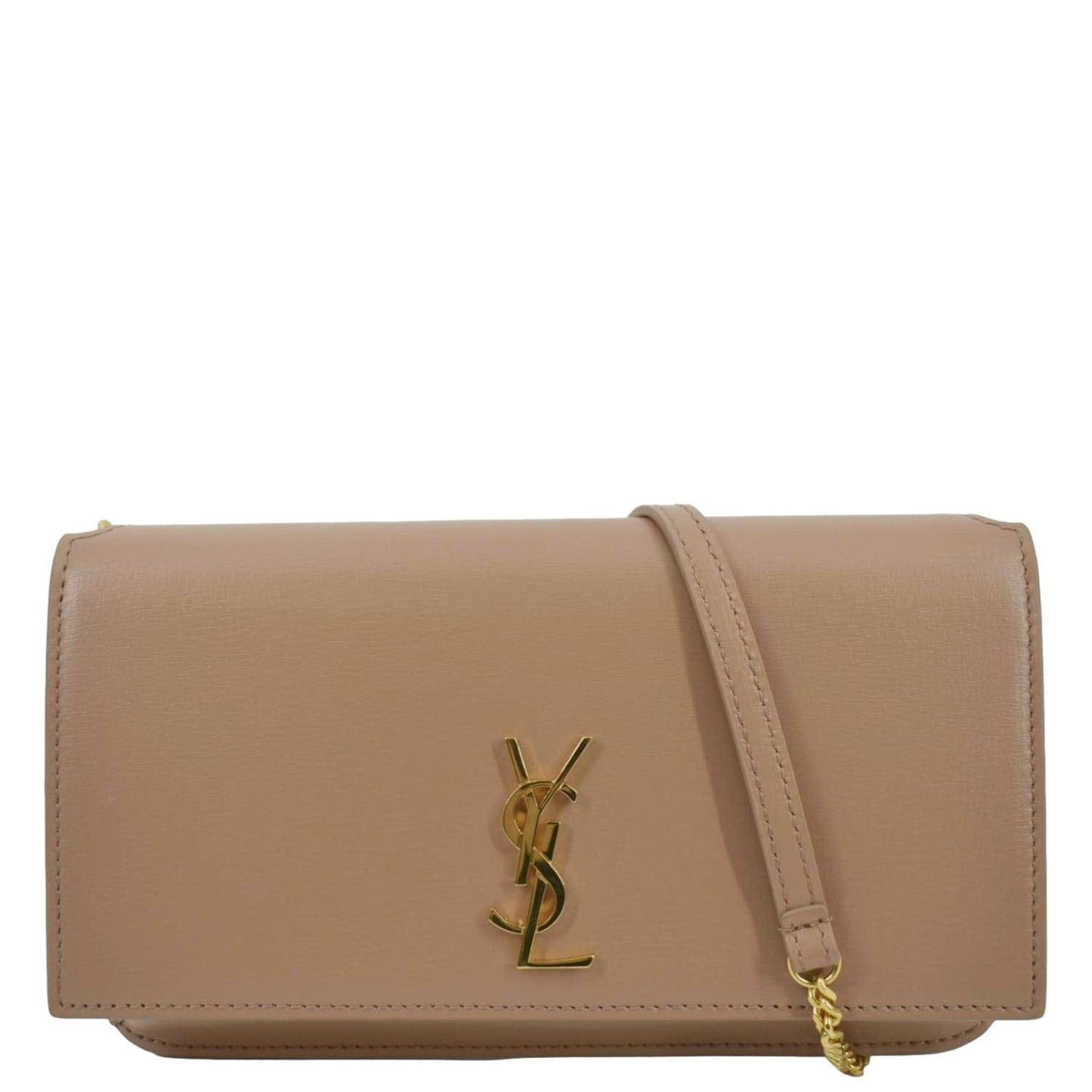 YVES SAINT LAURENT Cassandre Phone Holder Leather Shoulder Bag Dark Beige