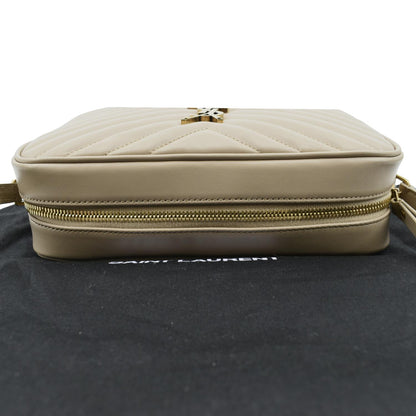 YVES SAINT LAURENT Lou Camera Chevron Leather Crossbody Bag Creme