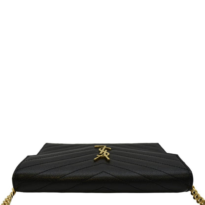 YVES SAINT LAURENT Cassandre Matelasse Chain Wallet Crossbody Bag Black