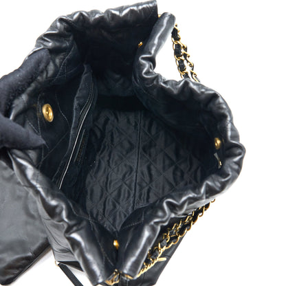 Chanel Medium 22 Bag Shiny Calfskin Black Brushed  (Microchip)