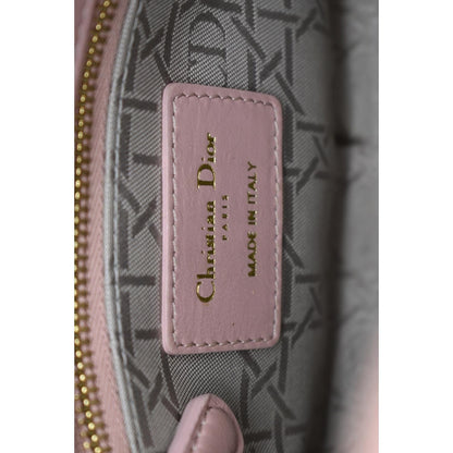 CHRISTIAN DIOR Mini Lady Dior Cannage Lambskin Leather Shoulder Bag Blush