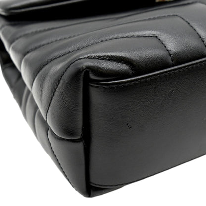 YVES SAINT LAURENT Loulou Small Matelasse Leather Chain Shoulder Bag Black