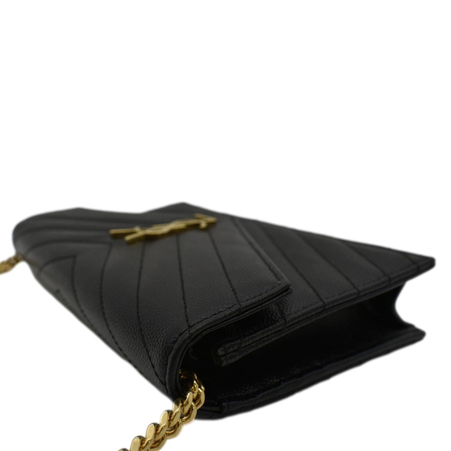 YVES SAINT LAURENT Cassandre Matelasse Chain Wallet Crossbody Bag Black
