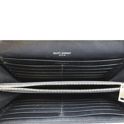 YVES SAINT LAURENT Cassandre Chain Wallet Leather Crossbody Bag Black