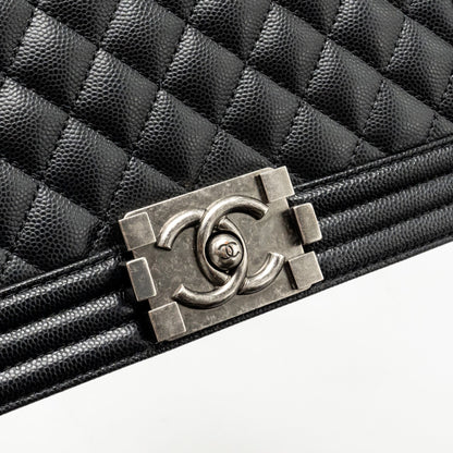 Chanel Medium Boy Bag Caviar Black  (Microchip)