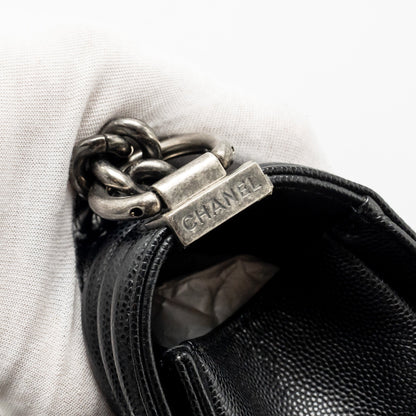 Chanel Medium Boy Bag Caviar Black  (Microchip)