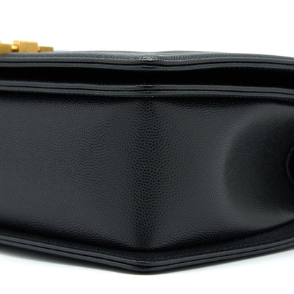 Chanel Medium Boy Caviar Black Brushed Gold Hardware