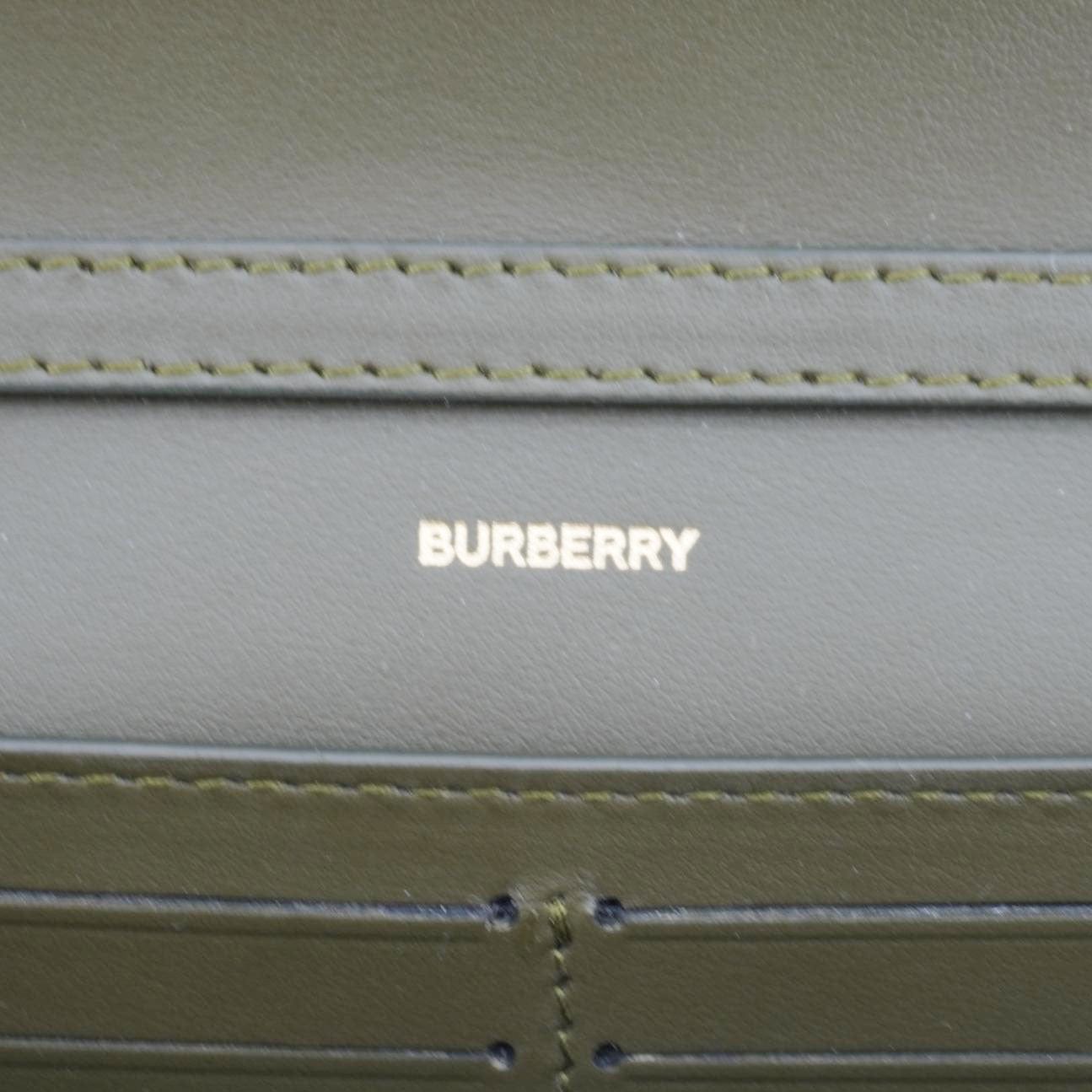 BURBERRY Check Canvas Chain Crossbody Bag Olive Green