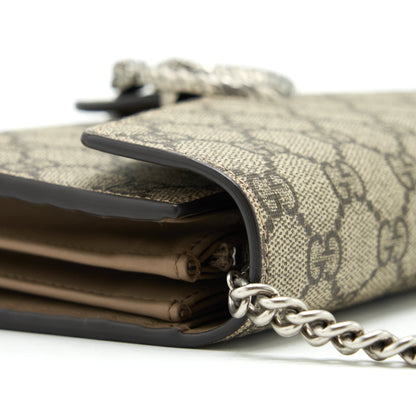 Gucci Dionysus Chain Wallet Beige GG Supreme Canvas And Leather SHW