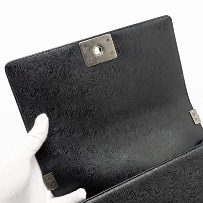 Chanel Medium Boy Bag Caviar Black  (Microchip)