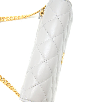 Chanel Mini Square Wallet on Chain with Gem Chains Lambskin Light Grey L