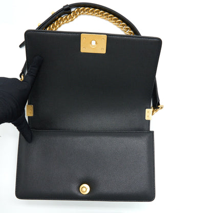 Chanel Medium Boy Caviar Black Brushed Gold Hardware