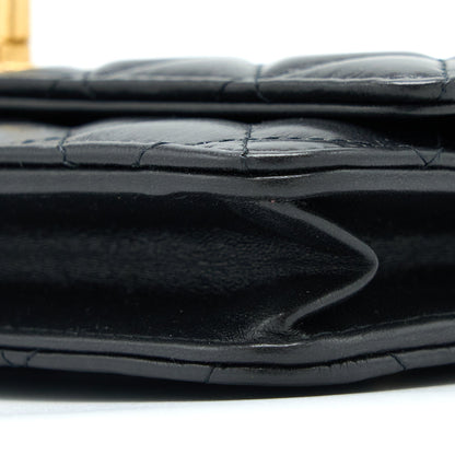 Chanel 22K Gold Pillar Wallet On Chain Lambskin Black Brushed  (Microchip)