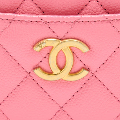 Chanel 22S Letter Top Handle Small Vanity Case Caviar Pink Brushed