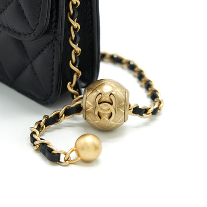Chanel pearl crush Belt Bag Black with  serial 30