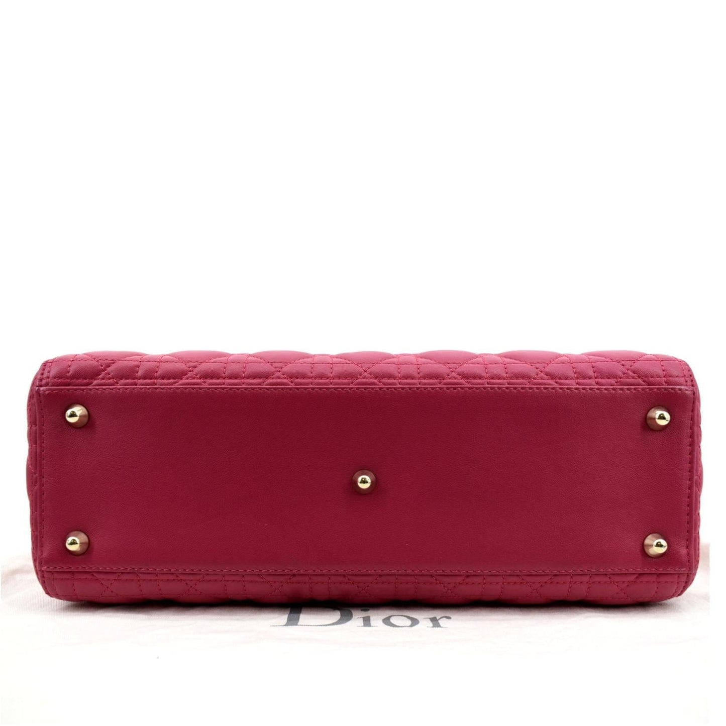 CHRISTIAN DIOR Large Lady Dior Cannage Lambskin Shoulder Bag Pink