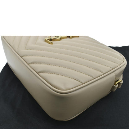 YVES SAINT LAURENT Lou Camera Chevron Leather Crossbody Bag Creme