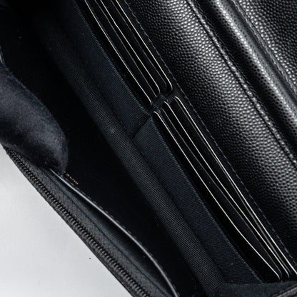 Chanel Detailed Logo Wallet On Chain Black Caviar L (microchip)