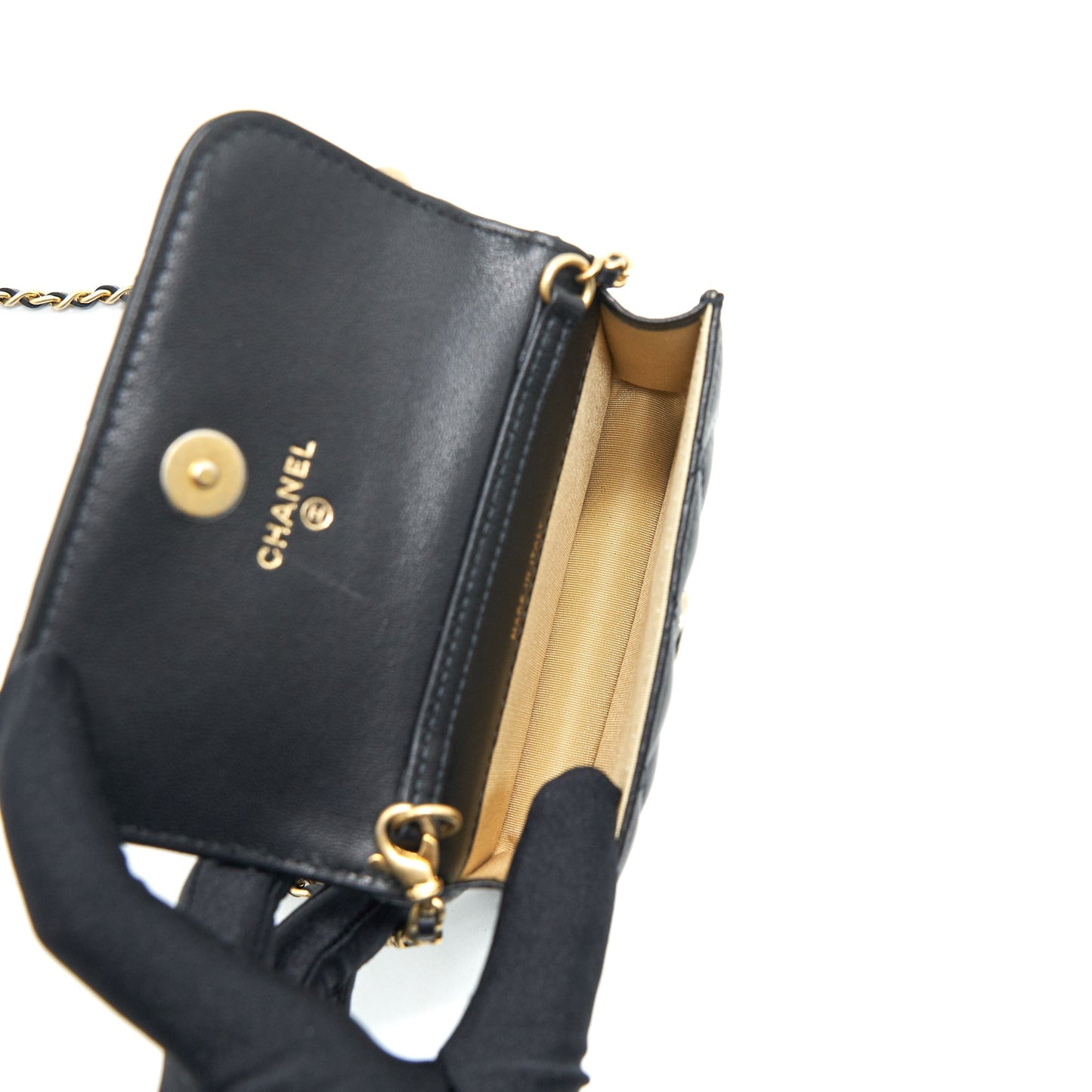 Chanel pearl crush Belt Bag Black with  serial 30