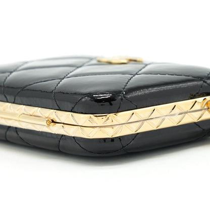 Chanel 21A Mini Clip Box With Chain Patent Black L