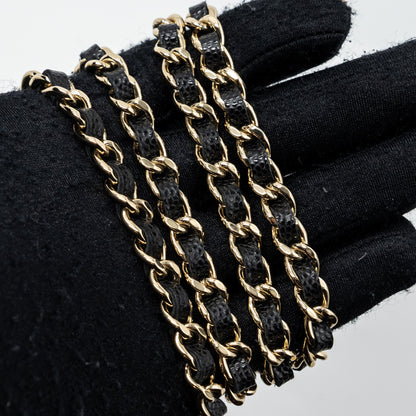 Chanel Detailed Logo Wallet On Chain Black Caviar L (microchip)
