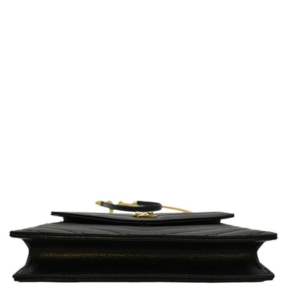 YVES SAINT LAURENT Cassandre Matelasse Chain Wallet Crossbody Bag Black