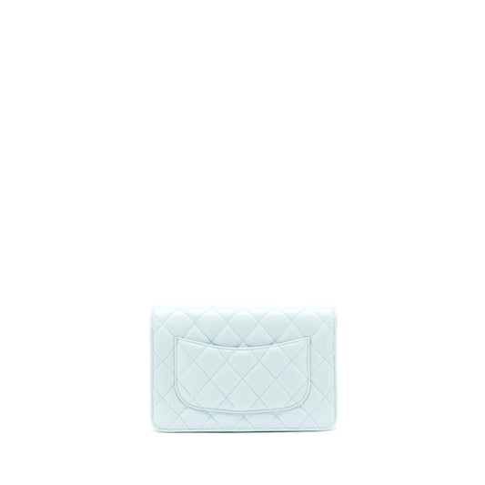 Chanel Ribbon Wallet on chain lambskin light blue L