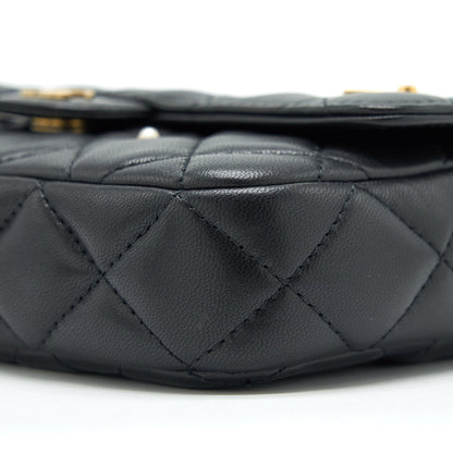Chanel Limited Charm Double Layer Mini Chain Bag Lambskin Black