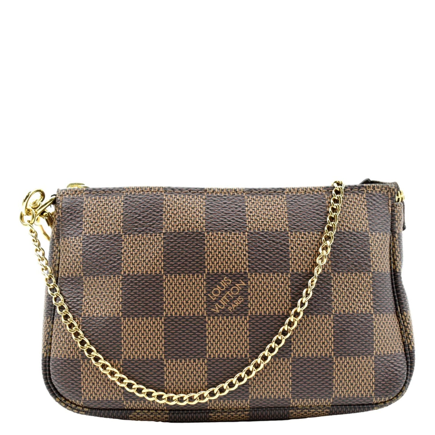 LOUIS VUITTON Mini Pochette Damier Ebene Accessoires Pouch Brown