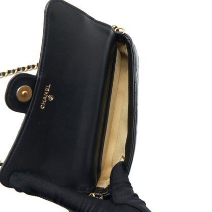 Chanel Limited Charm Double Layer Mini Chain Bag Lambskin Black