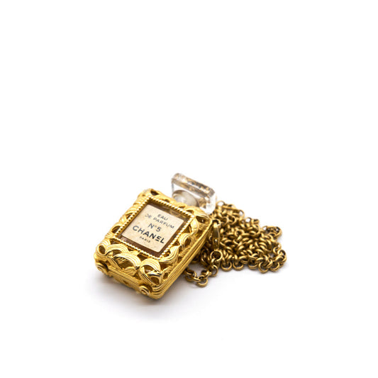 Chanel Vintage CC Logos Gold Chain Perfume Pendant Necklace