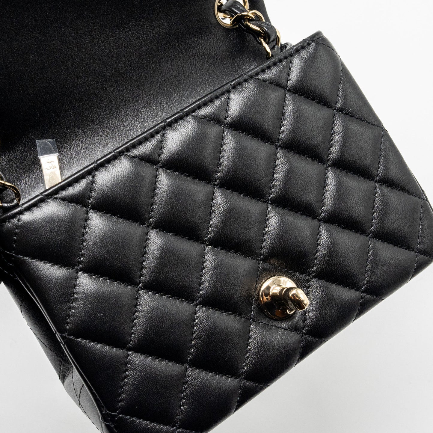 Chanel Mini Square Flap Bag Lambskin Black L (microchip)