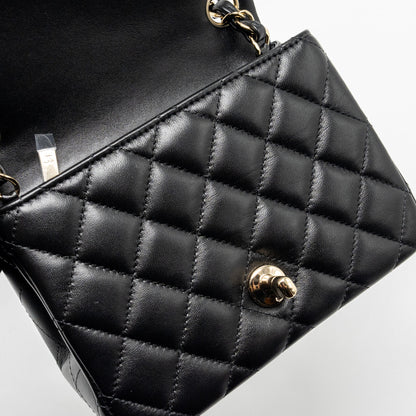 Chanel Mini Square Flap Bag Lambskin Black L (microchip)