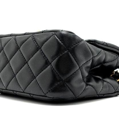 chanel pearl crush mini square flap bag lambskin black  (microchip)