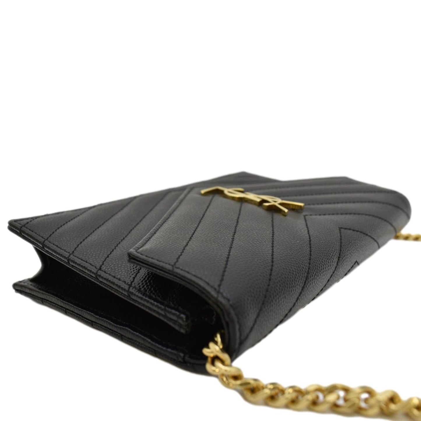 YVES SAINT LAURENT Cassandre Matelasse Chain Wallet Crossbody Bag Black