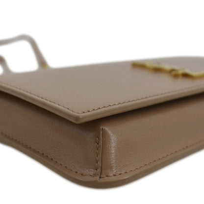 YVES SAINT LAURENT Cassandre Phone Holder Leather Shoulder Bag Dark Beige