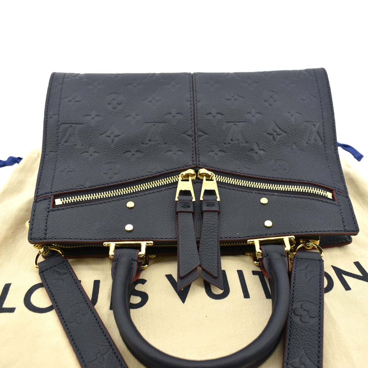 LOUIS VUITTON Sully PM Monogram Empreinte Leather Shoulder Bag Marine Rouge