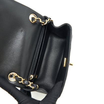 Chanel Mini Square Flap Bag Lambskin Black L