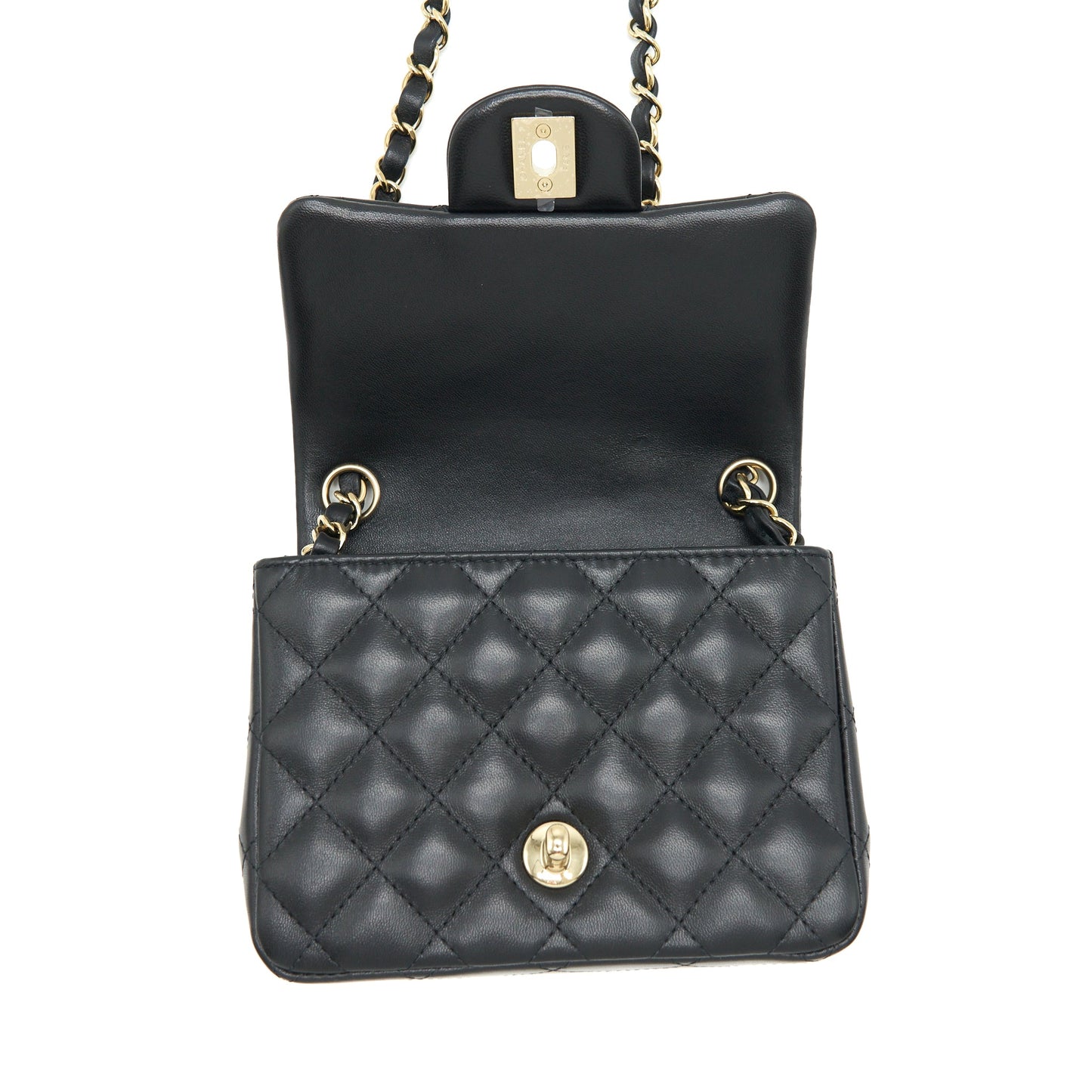 Chanel Mini Square Flap Bag Lambskin Black L