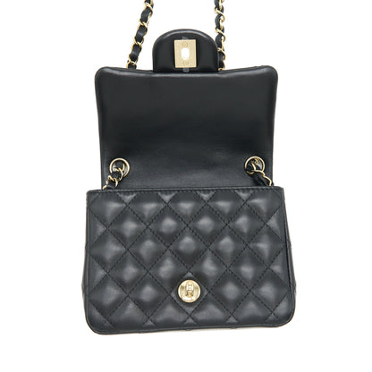 Chanel Mini Square Flap Bag Lambskin Black L