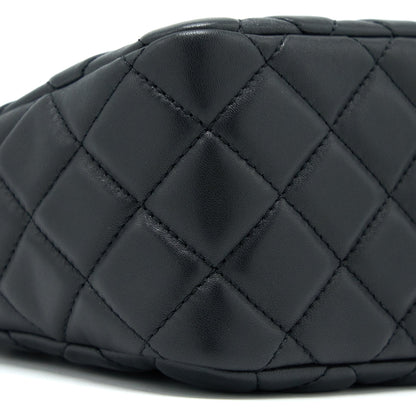 Chanel Pearl Crush Hobo Bag Lambskin Black  (Microchip)