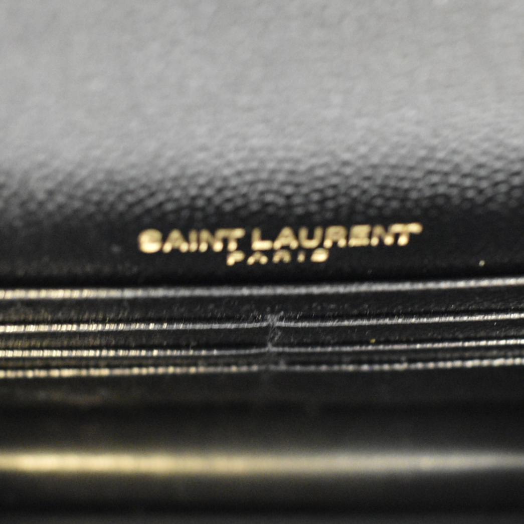YVES SAINT LAURENT Cassandre Matelasse Chain Wallet Crossbody Bag Black