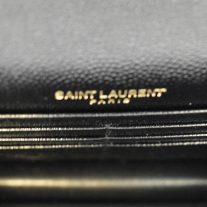 YVES SAINT LAURENT Cassandre Matelasse Chain Wallet Crossbody Bag Black