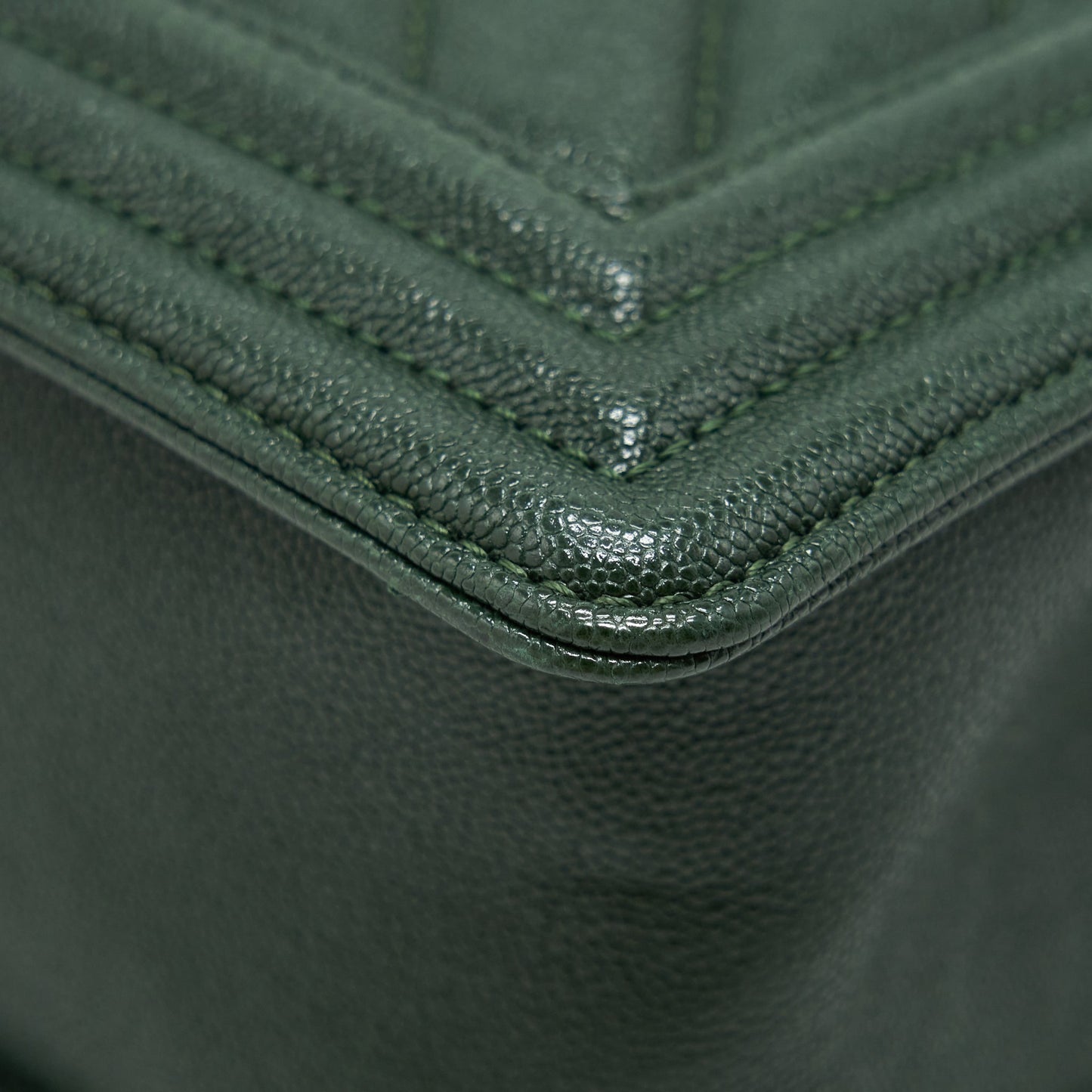Chanel Chevron Medium Boy Bag Caviar Green Brushed