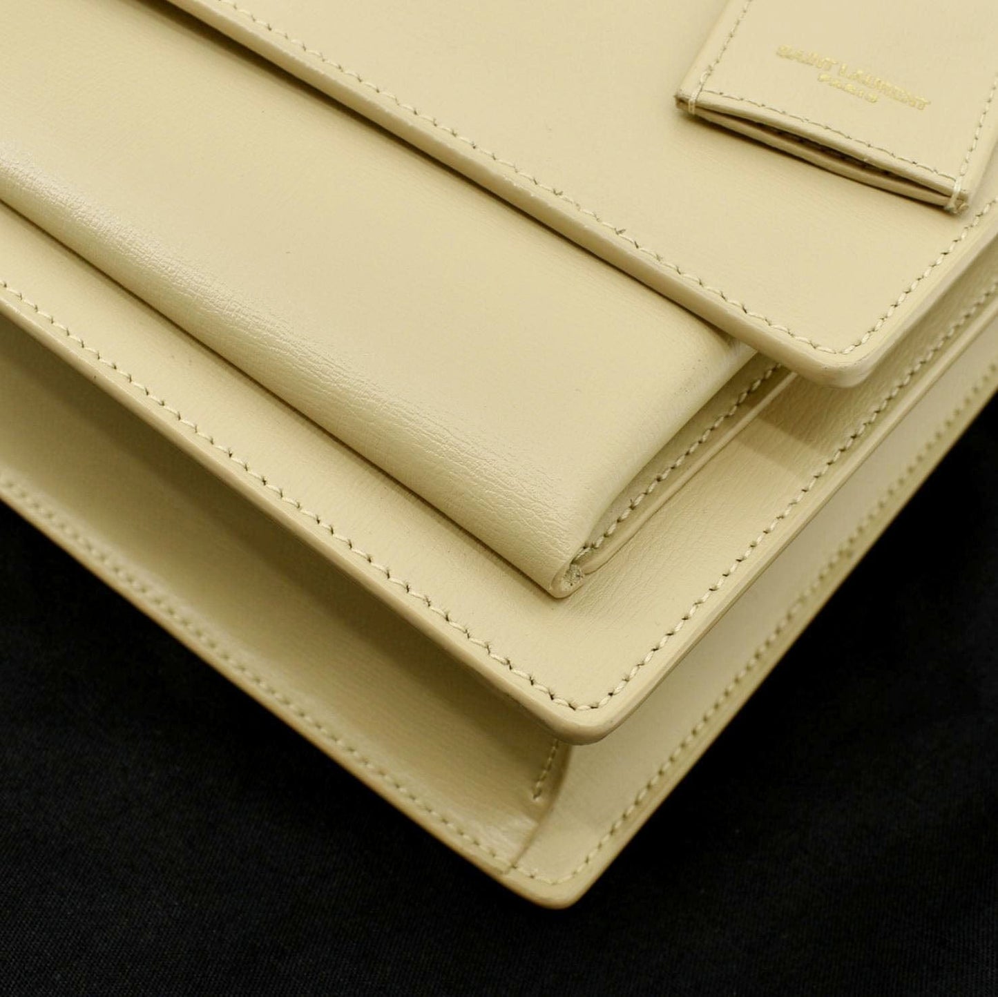 YVES SAINT LAURENT Monogram Sunset Medium Leather Shoulder Bag Beige