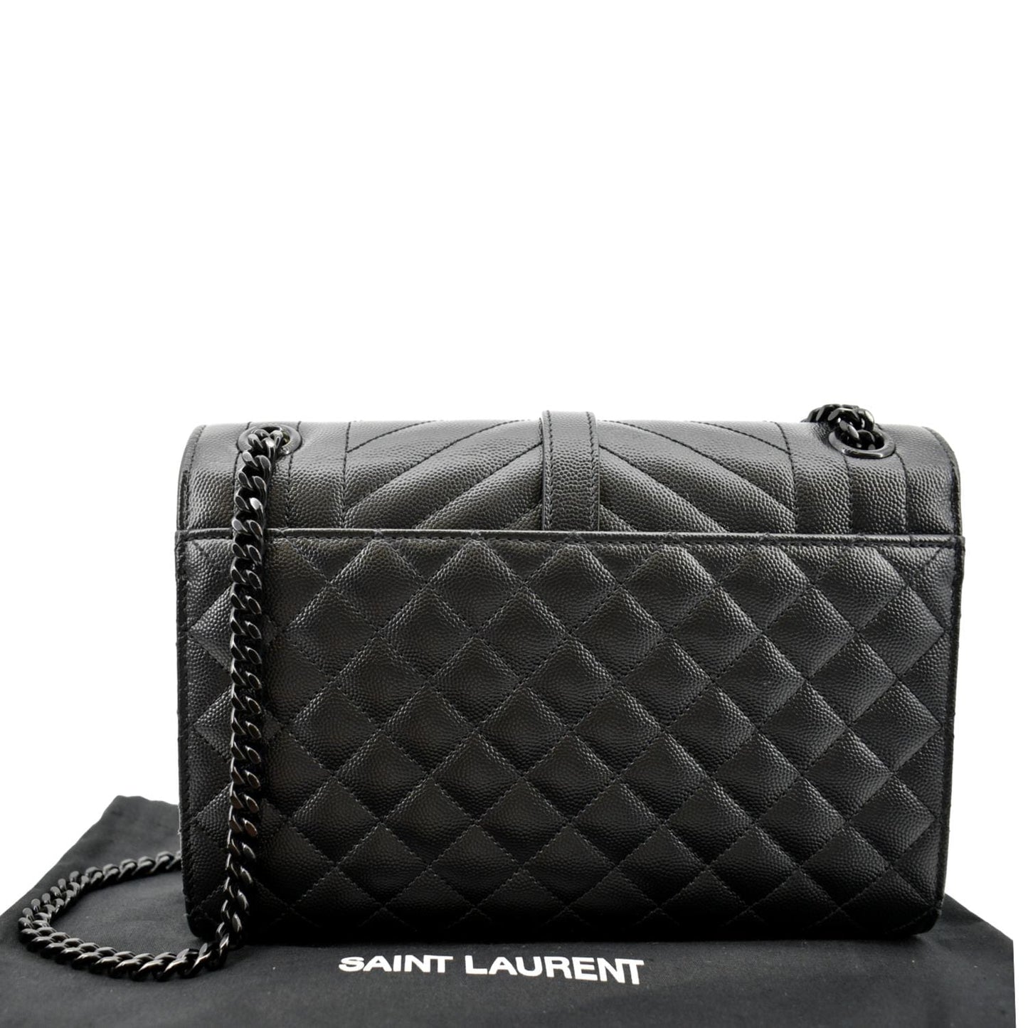 YVES SAINT LAURENT Small Envelope Matelassé Leather Shoulder Bag Black